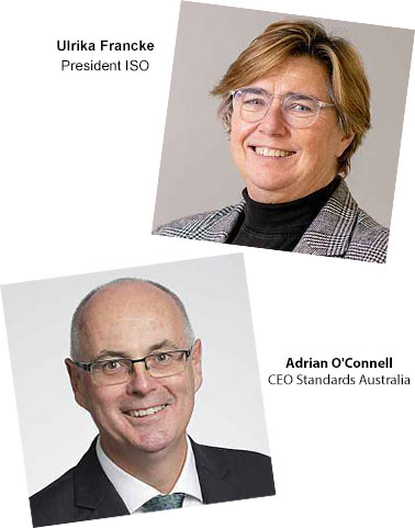 Ulrika Francke, Presidente ISO e Adrian O'Connell, CEO di Standards Australia